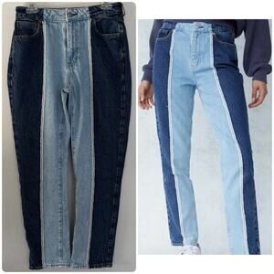 PacSun Western Denim Ranch Rodeo Split Two-tone Mom Jeans